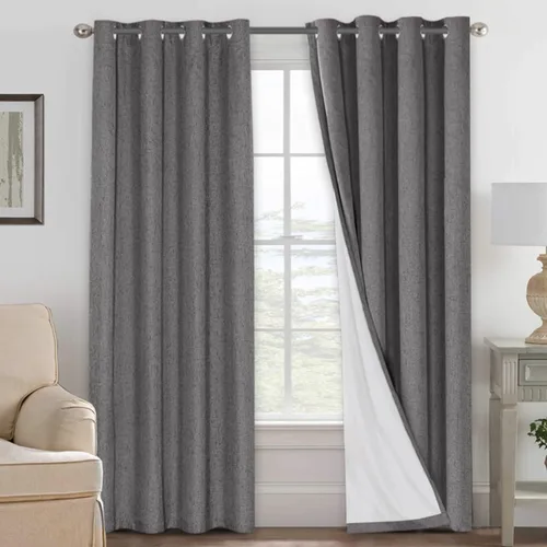 Miniatura 121 de H.VERSAILTEX Cortinas opacas de lino de 72 pulgadas de largo, 100% absolutamente opacas, con aislamiento térmico, con textura de lino, cortinas