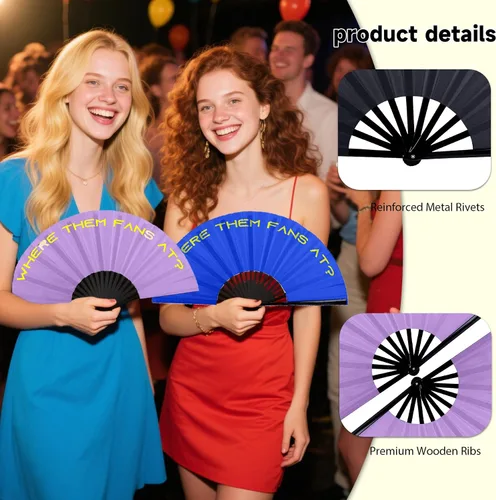 Miniatura 3 de 2 ventiladores para botas de abanico de baile de línea en el suelo, abanicos de mano para mujeres, plegables, grandes ventiladores de festival