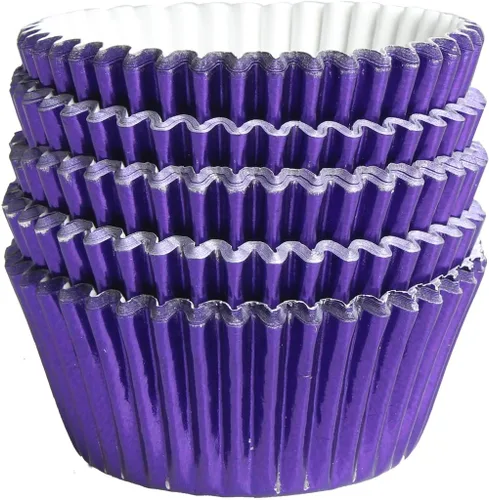 Miniatura 12 de Forros para cupcakes de papel de aluminio negro, 100 tazas de papel metálico para hornear para fiestas de cumpleaños, bodas o baby showers