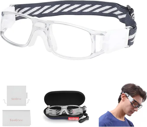 Miniatura 20 de SooGree Sports Glasses - Racquetball Goggles Basketball Football Eye Protective Almohadilla de nariz blanca con marco gris G8042