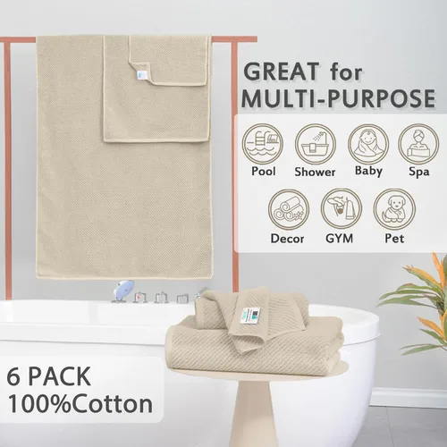 Miniatura 10 de VOOVA & MOVAS Toallas de mano blancas - 100% algodón Ligeras Gruesas Secado rápido Suaves Absorbentes, paquete de 4 piezas grandes de 18