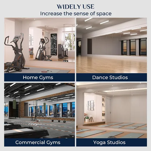 Miniatura 6 de Keonjinn Espejo de gimnasio en casa, 48 x 24 pulgadas x 2 piezas, espejo de ejercicio grande, espejos de cuerpo completo sin marco, vidrio templado