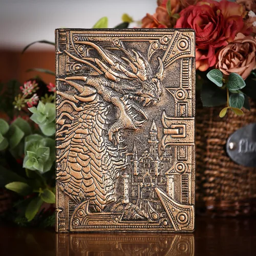 Miniatura 5 de Diario sin forro – DND Dragon Brass 3D en relieve de tapa dura, cuaderno de bocetos A5 en blanco, 8.4 x 5.7 pulgadas (100 hojas, 200 páginas)