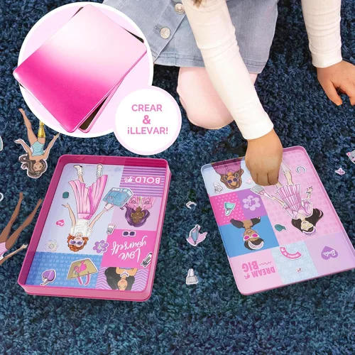 Miniatura 6 de Barbie D.I.Y. Juego magnético de 75 piezas, 3 muñecas magnéticas, manualidades para niños de 4 a 8 años, regalos de cumpleaños para niñas de 4 años