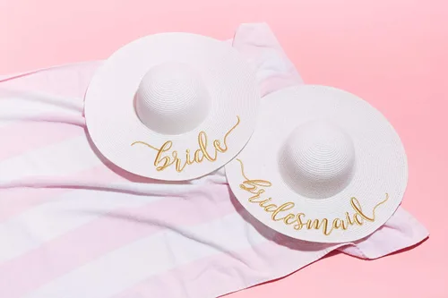 Miniatura 7 de Sombrero de paja bordado para mujer, regalo de despedida de soltera, luna de miel