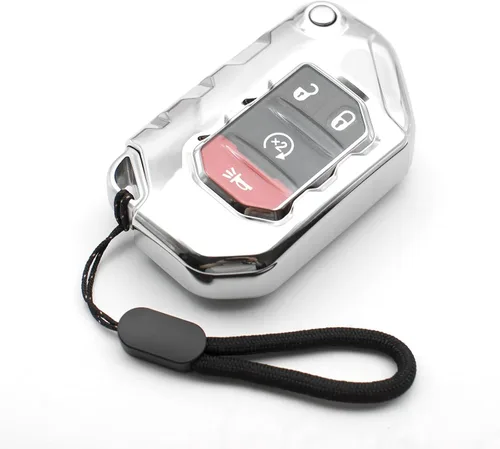 Miniatura 7 de MECHCOS Compatible con Jeep Wrangler JL JLU Rubicon Wagoneer Gladiator JT Sahara JLU Funda protectora de llavero plegable de TPU rojo para llaves