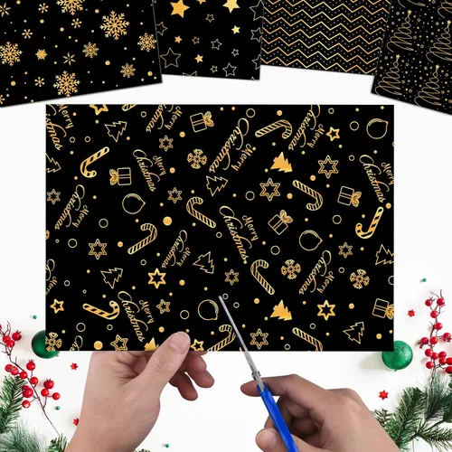 Miniatura 5 de MIAHART Juego de 45 hojas de papel con patrón de Feliz Navidad, 10 diseños, papel decorativo festivo para manualidades de doble cara para hacer