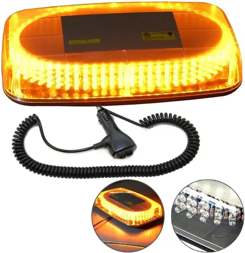 HQRP Luz estroboscópica ámbar con 240 LED de advertencia de peligro de emergencia LED con base magnética para automóvil, remolque, caravana, barco,