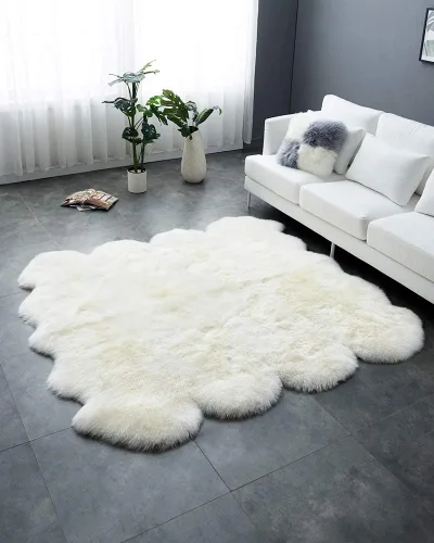 Miniatura 32 de HUAHOO Alfombra de oveja auténtica de alta calidad, piel de oveja australiana, esponjosa, de lujo, natural, de piel de cordero esponjosa