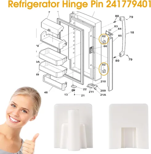Miniatura 3 de 241779401 Pin de bisagra para puerta de refrigerador compatible con Frigidaire Electrolux Kenmore puerta de refrigerador 1512662 AP4393564 AH2358752