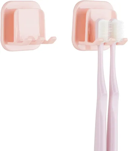 Miniatura 13 de 2 piezas de soportes para cepillo de dientes autoadhesivos montados en la pared, gancho para cepillo de dientes a prueba de agua, 3 en 1