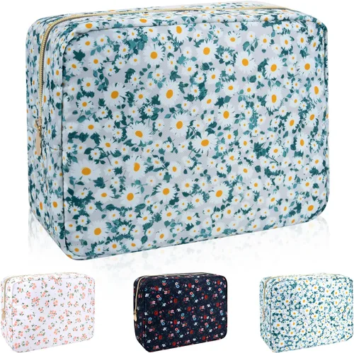 Miniatura 55 de Iqimott Bolsa Grande de Maquillaje de Nylon para Viaje, Bolsa de Cosméticos Preppy Grande Organizadora de Maquillaje de Nylon Bolsa de Artículos