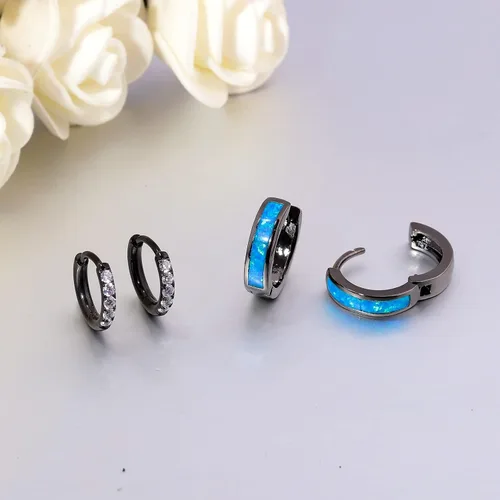 Miniatura 154 de CiNily Aretes Huggie de ópalo con bisagras, chapados en oro, hipoalergénicos, pequeños aretes de aro para mujeres, adolescentes, niñas, hombres