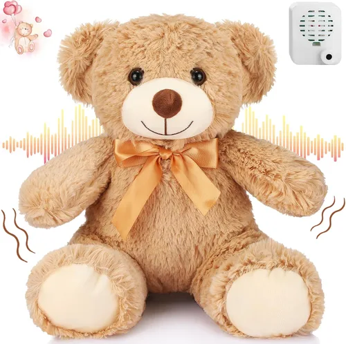 Liliful Oso de Peluche de 12 Pulgadas con Grabación de Voz Memorial Oso de Peluche Grabable Conmemorativo de 30 Segundos Animal de Peluche Grabadora