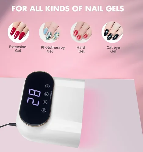 Miniatura 7 de Lámpara de uñas LED UV de 76 W, secadora de luz para esmalte de uñas, secadora de uñas LED con 38 cuentas LED, 4 temporizadores, sensor inteligente