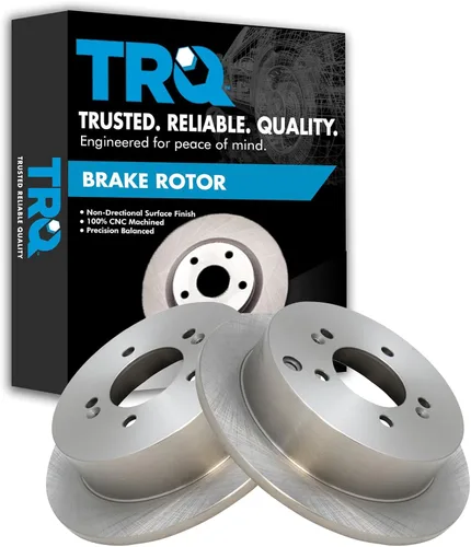 TRQ Juego de rotores de freno trasero sólidos compatible con Hyundai Santa Fe 2001-2006 Tucson 2009-2015 Kia Sportage 2005-2016