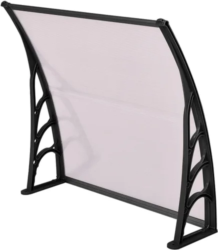 Miniatura 6 de Tangkula Toldo de ventana de 40 x 40 pulgadas, moderno toldo de policarbonato para puerta delantera, cubierta de puerta de ventana para lluvia, Negro