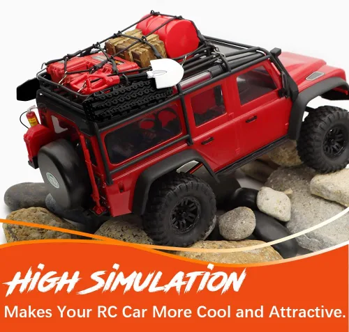 Miniatura 2 de GLOBACT 1/24 1/18 RC Crawler Accesorios Decoración del techo del automóvil, red de equipaje, tablero de recuperación, extintor de incendios, caja