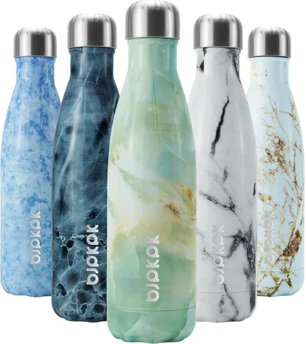 Miniatura 55 de BJPKPK Botella de Agua Aislada 17oz Botellas de Agua de Acero Inoxidable Apta para Lavavajillas Metal Térmica Mantiene Frío y Caliente, Gris Niebla