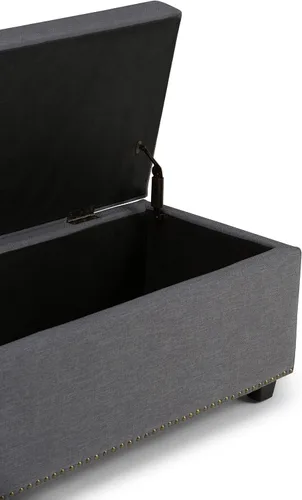Miniatura 10 de Otomano rectangular de almacenamiento Simpli Home Hamilton, Madera, Gris pizarra Pizarra gris