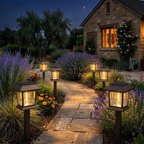 Miniatura 5 de Benany Luces solares para exteriores, paquete de 12 luces solares impermeables para caminos, iluminación de paisaje para camino, pasarela, césped