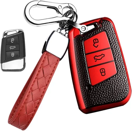Funda para llavero de automóvil con llavero para Volkswagen VW Atlas Golf Alltrack Jetta Passat Tiguan Arteon Funda para llave de coche Accesorios