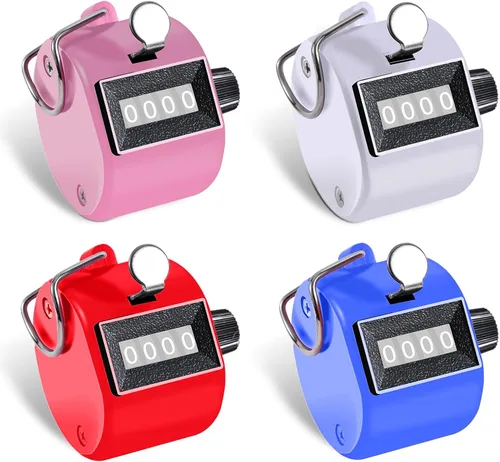 Miniatura 11 de TESEAS Clicker Counter - Contador manual de mano, contador de 4 dígitos, paquete de 2 contadores mecánicos de mano, clickers para pitch, umpire
