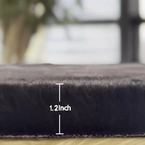 Miniatura 2 de ORINOVA - Alfombra esponjosa de pelo de conejo, alfombras esponjosas lavables para sala de estar, alfombra peluda negra para dormitorio, alfombras