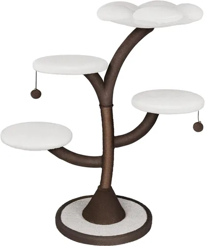 Mavpet Árbol para gatos moderno de varios niveles, torre para gatos todo en uno con poste rascador, casas de árbol de flores para gatos de interior