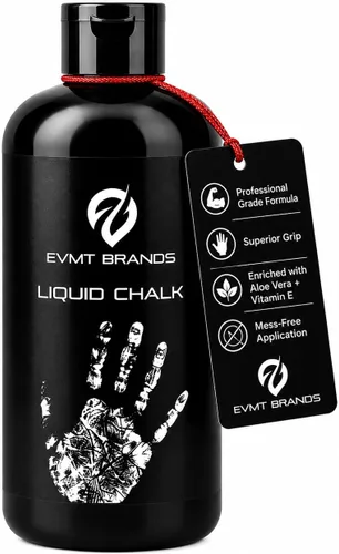 EVMT Brands Liquid Chalk, Mess Free Gym Chalk for Weightlifting, Gymnastics, Rock Climbing, Dancing. Sweat Resistant and Long Lasting for Stronger