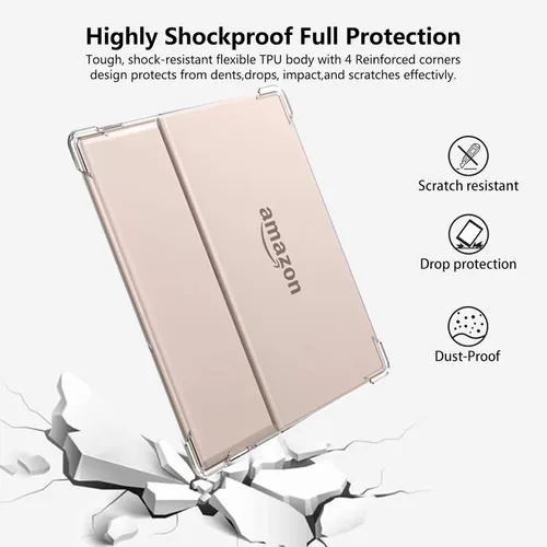 Miniatura 4 de Aircawin Funda transparente para Kindle Oasis de 7 pulgadas con protector de pantalla de vidrio templado, funda transparente para Kindle Oasis