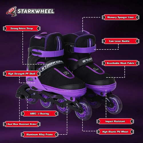 Miniatura 6 de Patines en línea ajustables para niños, adultos y adolescentes, ruedas de patinaje con luz completa, patines para exteriores para hombres y mujeres