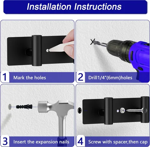 Miniatura 5 de Bntuk Perchero de pared – 3 ganchos para abrigos, toalleros para batas de baño, bolsas, llaves, perchero para sombreros, organizador de toallas