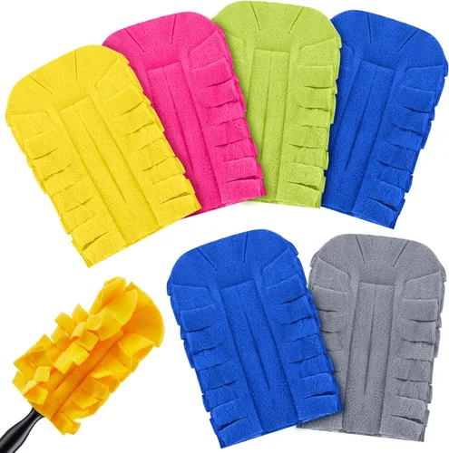 Miniatura 41 de Zubebe 12 piezas de repuesto de plumero de forro polar reutilizables, plumeros planos de plumas, almohadillas de limpieza lavables para múltiples
