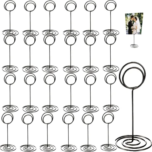 Paquete de 24 soportes negros para números de mesa, centros de mesa de recepción de boda resistentes para tarjetas de mesa, menús, soporte para
