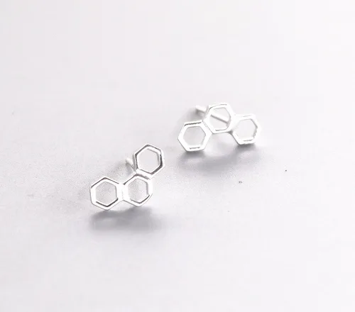 Miniatura 3 de Helen de Lete Preciosos pendientes de plata esterlina con forma de panal, Plata de ley