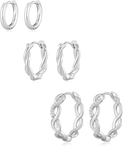 Senteria Small Gold Hoop Earrings for Women 3 Pairs 925 Sterling Silver 14K Gold Plated Small Huggie Hoop Earrings Set for Girls (13mm 15mm 20mm)
