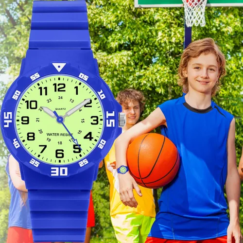 Miniatura 6 de Reloj analógico para niños, resistente al agua, para enseñar el tiempo, para niños y niñas, correa suave para aprender