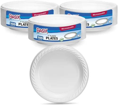 Miniatura 5 de Basix [100 unidades] Cuencos desechables de plástico blanco de 5 onzas para postre, aptos para microondas, ideales para la escuela, comida