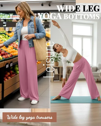 Miniatura 146 de Neer - Conjunto de 3 pantalones de yoga de pierna ancha para mujer - Pantalones deportivos cómodos, holgados, de cintura alta y casuales