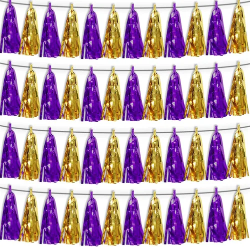 Miniatura 11 de Guirnalda de flecos de papel de aluminio metálico 4P con borlas de oropel, telón de fondo para flotadores de desfile, decoraciones de graduación