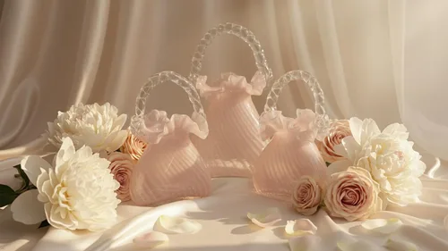Miniatura 3 de Juego de jarrón de cristal rosa, decoración de bolso para uso versátil y decoración de diseño elegante decorativo