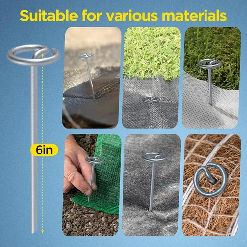 Miniatura 7 de Grapas de Tela de Paisaje, Grapas de Paisaje de 8 Calibres Grueso con Parte Superior Circular - 120 Piezas, No Fácil de Doblar Estacas de Tela