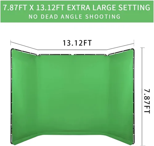 Miniatura 6 de Telón de fondo de pantalla verde Chromakey portátil de 7.87 pies x 13.12 pies con soporte, sistema de soporte de fondo para fotografía de estudio