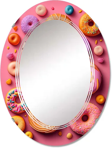 Miniatura 6 de Espejo de pared de Food Donuts, espejo moderno ovalado, espejo de baño rosa redondo, espejo de tocador de donas de alimentos, irresistibles delicias