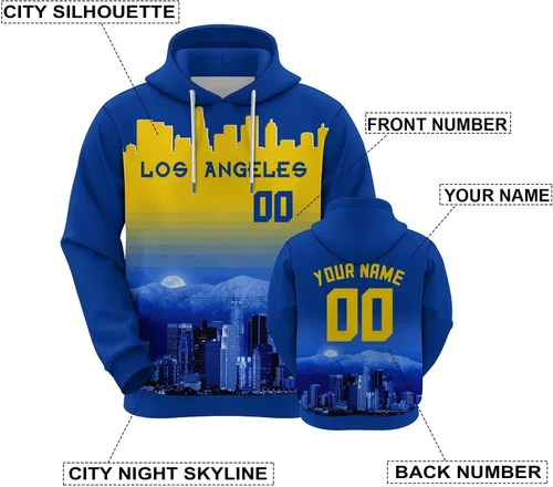 Miniatura 43 de Custom Football Hoodies City Night Skyline Personalized Sweatshirt Name Number Fan Gift Pullover for Men Women Youth
