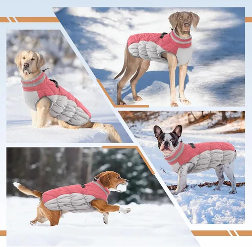Miniatura 6 de Chaquetas para perros medianos, abrigo para perros medianos, abrigo de invierno cálido para mascotas con cierre de cremallera en la parte posterior