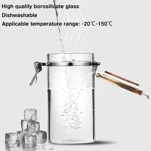 Miniatura 4 de Yangbaga Recipiente de Café de Vidrio con Estante de Madera, Juego de 2×45OZ Recipientes de Café y Azúcar, Recipientes de Café con Tapas Herméticas