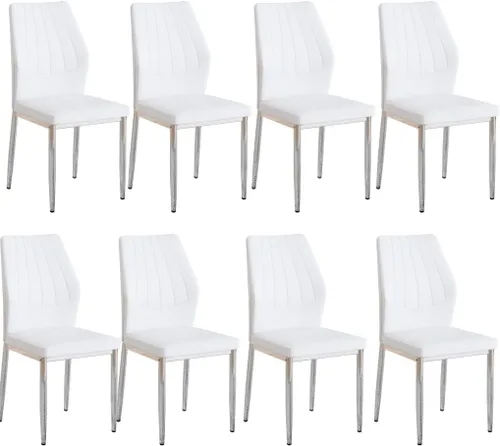 Miniatura 11 de Juego de 4 sillas de comedor negras, modernas sillas de cocina de piel sintética con cojín suave y patas de metal negro, impermeables y fáciles