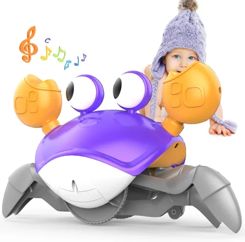 Yeaye Juguetes de Cangrejo para Bebés que Rastrean - Juguetes para Tiempo de Barriga Regalos para Niños Niñas de 3 4 5 6 7 8 9 10 11 12 con Sistema